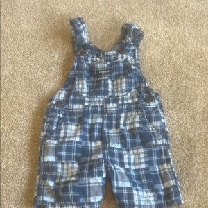OshKosh B'gosh Navy and White Plaid Overalls